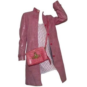 Vintage Y2K Versace Jeans Couture Leather Trench Coat